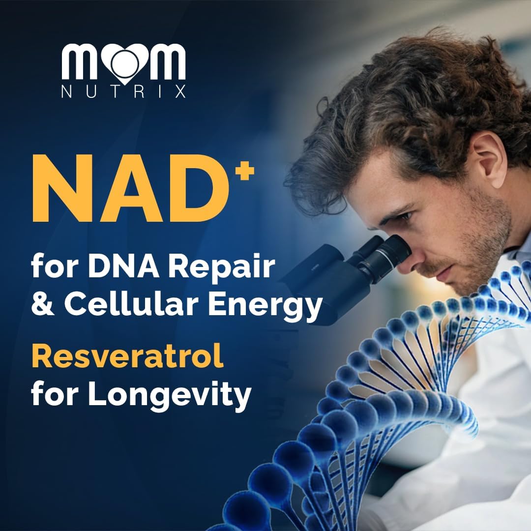 MOM NUTRIX Liposomal NAD Supplement with Resveratrol - High Purity NAD Plus 2000 mg, 120 Capsules, Made in the USA - NMN Alternative