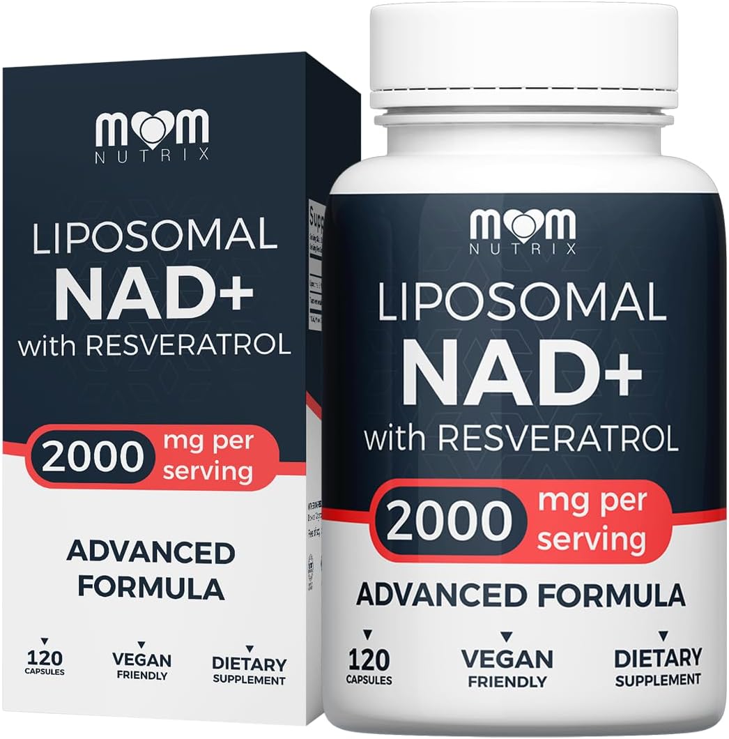 MOM NUTRIX Liposomal NAD Supplement with Resveratrol - High Purity NAD Plus 2000 mg, 120 Capsules, Made in the USA - NMN Alternative