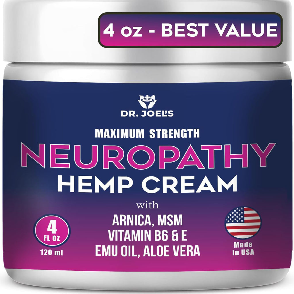 Dr. JOEL'S Neuropathy Nerve Relief Cream - Organic Neuropathy Support Cream for Feet, Hands, Legs and Toes - 4 OZ Value Pack- Made in USA