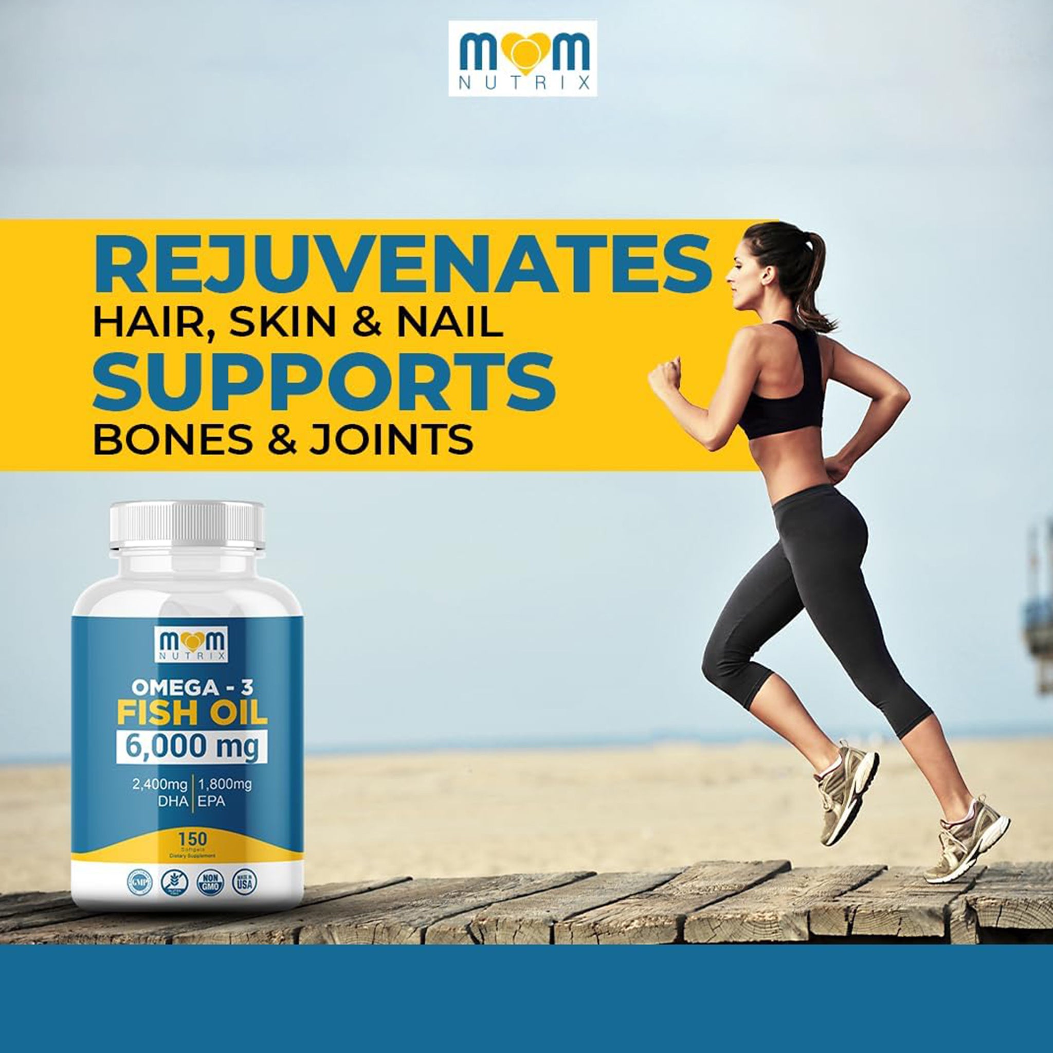 Omega 3 Fish Oil with Maximum EPA DHA - Supports Brain, Liver, Heart & Immunity - Made in The USA - 150 Softgels